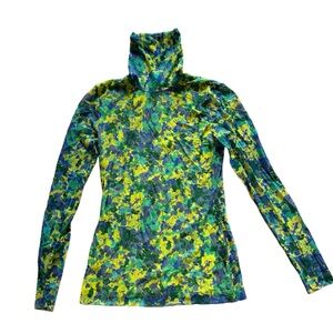 Ganni mesh top with turtleneck and long sleeves